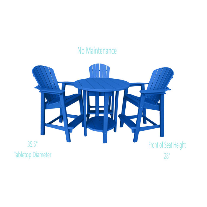 Latitude Run® Glodine Outdoor Bar Table and Chairs Set Poly Outdoor
